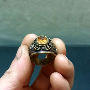 Nhân Mỹ quân đội liên bang hợp kim đính đá hổ phách triện 10k