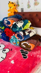 ผ้าห่มขนมิ้งค์ 6 ฟูต กู้ขอบหนา 2 ชั้น 🌈 ลาย 2 ด้าน ลายการ์ตูนน่ารัก สีสดใสสวยงามมาก