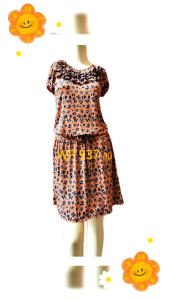 ชุดเดรส WCR ผ้ายืดเรย่อนพิมพ์ลาย Freesize WP 937