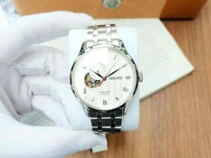 ĐỒNG HỒ NAM CHÍNH HÃNG Seiko SSA443J1 Automatic Presage Open Heart Silver Stainless Steel For Men