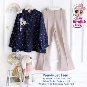 (( Outfit Baju Anak Terbaru )) Setelan Blus Anak Model Kekinian Wendy Set  Teen Kids Oneset Korean Looks Setcel Anak Lucu Motif Bunga Usia 8-14 Tahun