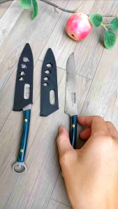 DAO CẮT GỌT NHẬT BẢN VÂN THÉP DAMACUS SẮC BÉN DÀI 24cm CÓ VỎ ĐỰNG