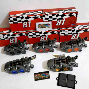 KALIPER BIGPOT FORMULA 8.1 RACING PARTS 4PISTON 4P AXIAL KANAN BABET KOIN WARNA CNC + KAMPAS CADANGAN UNIVERSAL (KALIPER ONLY)