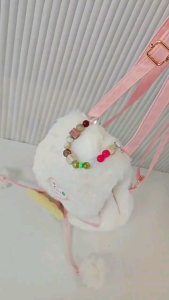 Sweet fashion backpack plush girl back bag with rainbow handle cute smooth schoolbag modern style 毛绒背包