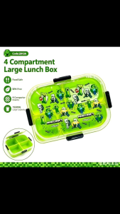 Minecraft 4 Compartments Large Capacity Bento Lunch Box with Spoon for Kids 1550 mL 25x18x7 cm Big Food Storage - Printed Design