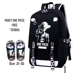 Paket 2in1 Tas Ransel Anime One Piece Ransel Anak Sekolah SD SMP SMA