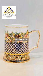 แก้วเบียร์ แก้วน้ำปานะ แก้วน้ำ แก้วลายไทย แก้วเบญจรงค์ลาย (สินค้า OTOP 5 ดาว จังหวัดสมุทรสาคร)