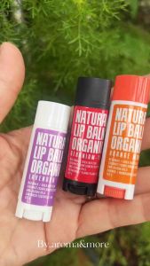 Aroma&More Organic Lip Balm ลิป บาล์ม ออร์แกนิค 3 กลิ่น Geranium&Ylang Ylang / Orange&Mandarin / Lavender 100% natural 5g. 100% Natural ริมฝีปากนุ่ม ชุมชื่น