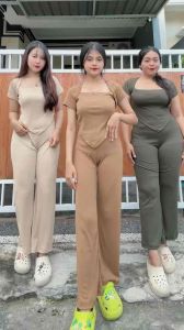 HOKI - JESSY Chic Knit Set / Setelan Atasan dan Celana Panjang Korean Style Ribbed Cullote