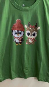 Kaos Natal Anak Usia 1-12 Tahun Sablon Piguen Rusa Bahan Katuncombed Lembut