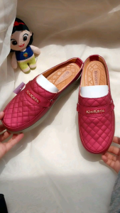 KAZOO - Sandal Slop Wedges Wanita Motif SL Kotak