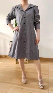 ●ECLAIRE● 063 Dress Hoodie Lengan Panjang Longsleeves kotak-kotak square gingham kasual korea basic 640