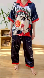 ●ECLAIRE● 003 Setelan Celana Piyama Baju Tidur Satin CP Lunar Imlek Opera CNY Chinese New Year Import 0453