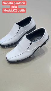 Sepatu pantofel anak putih kulit/sepatu putih pondok kulit formal dinas kantor ukuran 36 37 38 39 40 41 42 43 44