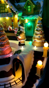 SANTA AND GINGERBREADS ROTATING TRAIN &:CHRISTMAS TREE VILLAGE DISPLAY