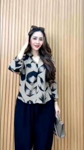 SETELAN ATASAN DAN CELANA RAYON MOTIF LD 110 BUSANA QU