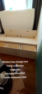 Window bay storage bed frame customize singapore super single bed frame customize