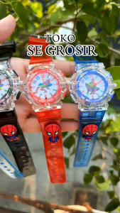 SPIDERMANJAM TANGAN ANAK LAKI LAKI ANALOG MUSIC DAN LAMPU WARNA WARNI