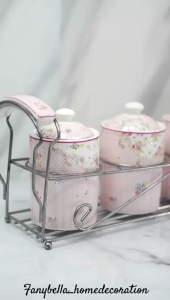 Tempat Bumbu QueenRose Keramik Rak Dapur Set Aesthetic Prasmanan Shabby Chic import mewah