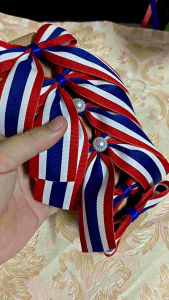 ยางรัดผม ยางรัดผมลายธงชาติ 2คู่ 4ชิ้น ลายธงชาติ ะงชาติไทย พร้อมส่ง