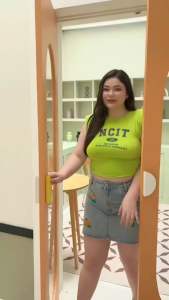 LN8127 กระโปรงยีนส์ ปักผลไม้ลูกส้ม ติดแต่งตอกหมุดปักเพชร S-6XL