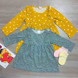 Đầm cotton tay dài cho bé gái 5-15kg