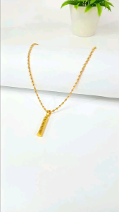 Kalung liontin bambu gulir tambang cantik