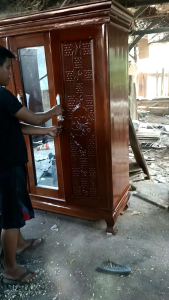 lemari pakaian 3 pintu hijab full kayu jati