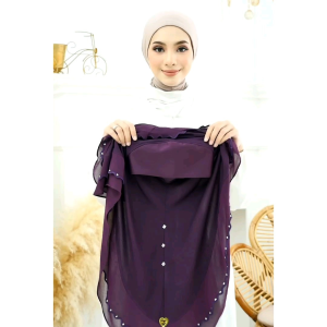 [Sulam Penuh Berbatu] Black Edition Size XL Berdagu Tudung Sarung Sulam Penuh Batu Keliling Awning Scuba