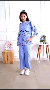 Setelan Celana Panjang Cargo Anak Perempuan // Setelan Celana Cargo Motif Karakter