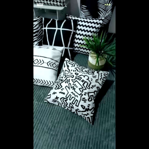OIKU sarung bantal sofa kursi mewah hitam putih