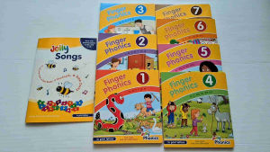 Set of BB Finger Phonics book 1-7 & Jolly Songs Book and CD: In Print letters