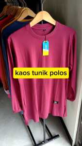 Kaos Tunik Polos Warna Raspberry: Atasan Polos Lengan Panjang