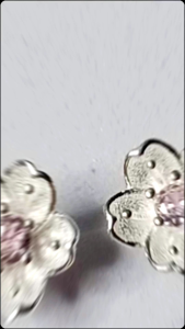 pink silver stone stud earrings