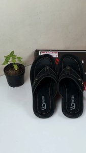 Sandal Kulit Sintetis Pria Dewasa /Sendal Jepit Flipper Terbaru Selop Slop Casual Murah 100% Real Pick Cokelat Hitam S03