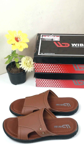 Sandal Kulit Sintetis Pria Dewasa /Sendal Jepit Flipper Terbaru Selop Slop Casual Murah Slip On 100% Real Pick Coklat Hitam S11
