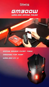 Mouse Gaming Wireless Gamen GM300W 2400 DPI RGB Light Ergonomic Design Original Bergaransi GM 300W