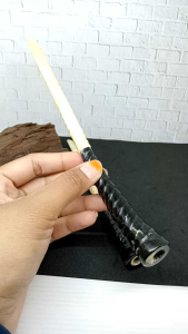 Pipa Once Tulang Kerbau Kombinasi Tanduk Kerbau Hitam Motif Lilit M182