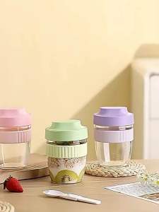 Hũ ngâm yến mạch  salas hũ đựng hoa quả kèm thìa dung tích 500ml mang đi làm  đi chơi tiện lợi