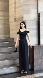 Đầm thiết kế dự tiệc trễ vai lụa dáng dài sang trọng Callene (CC420) | Callene by CALLA HOUSE