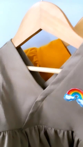 Dress anak bayi V Pelangi Merah Bata size 1-5