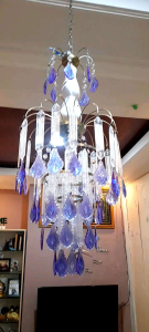 lampu hias ruang tamu kristal akrilik daun ungu