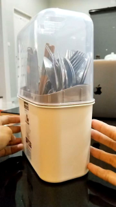 ที่ใส่ช้อน ส้อม ตะเกียบ พร้อมฝาครอบ Keyway