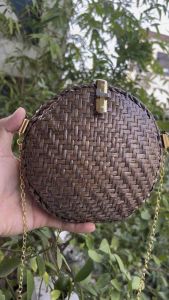 Túi 2hand mini đeo vai đeo chéo cói đan handmade Lan Xeo của Pháp -T826