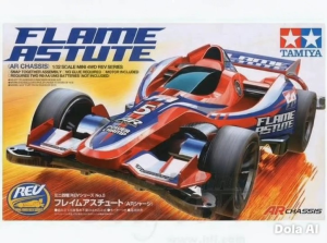 Tamiya Mini 4WD Flame Astute 100% Made in Japan AR Chassis Scale Model Car. Red