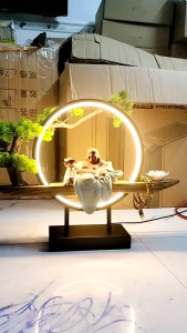 Thác khói tượng Phật Di lặc có đèn led