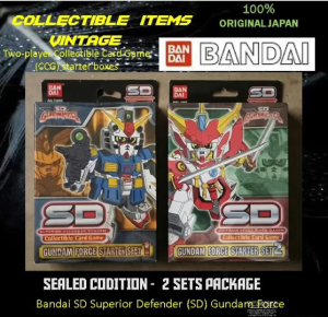 Bandai SD Gundam Force Starter Set 1 and 2 Collectible Card Game Sealed Codition 2 Sets Package 100% Original Japan Vintage Two-player Collectible Card Games