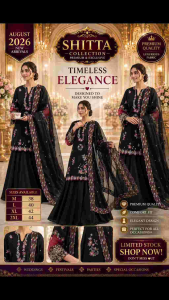 [PRE-ORDER] 2026 AUG PREMIUM BLACK BOLLYWOOD PALAZO SUIT WITH EMBROIDERY DUPATTA FOR WOMEN SIZE M TO 2XL ( DELIVERY 10 WORKING DAYS) ETA: 2026-12-30 | BLACK PAKISTANI SUIT EMBROIDERY PALAZO | BLACK BOLLYWOOD PARTY WEAR SHARARA |