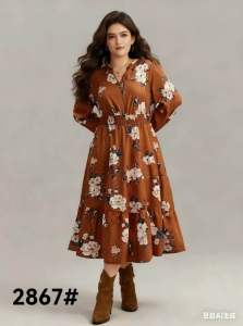 Melody new arrival style floral print longsleeve dress