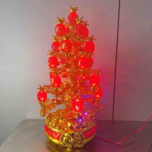 Fengshui Pineapple with Money Bar Ingot Money Tree Wealth Tree with Light and Music Living Room Home Decor Figurine
